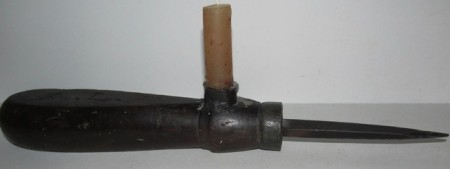 Mid 18th. century Wall Driven Wood and Iron Candle Holder