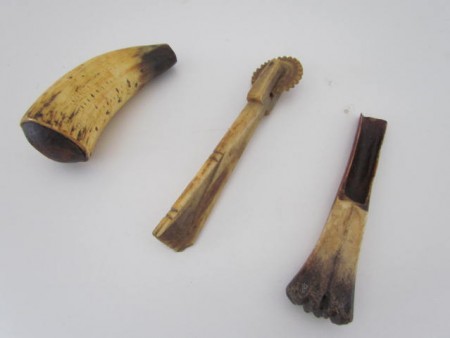 Three Bone Pieces, Crimper, Fid, Pocket Powder Horn