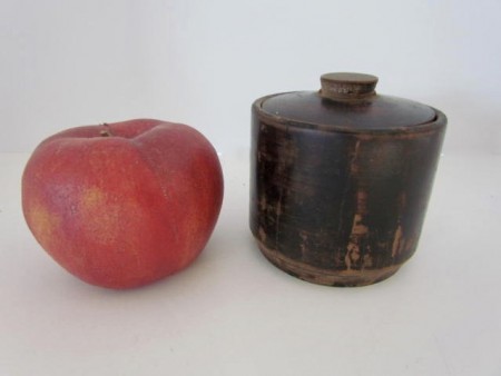 Small Brown Painted Sugar Container, Late 18th. century
