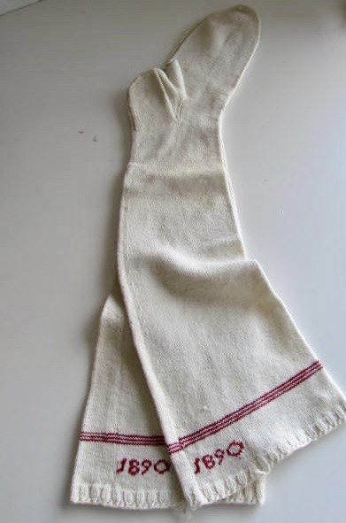19th. century Long Cotton Stockings, Dated