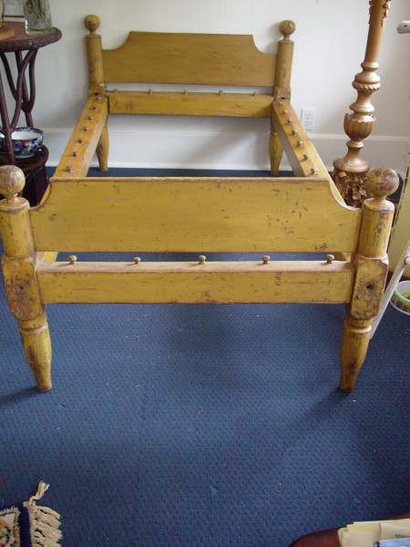 Mustard Paint Rope Bed, c.1800’s, original