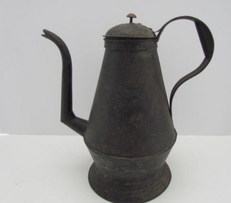 19th. century Goose Neck, Punched Tin Coffee Pot, Wigglework
