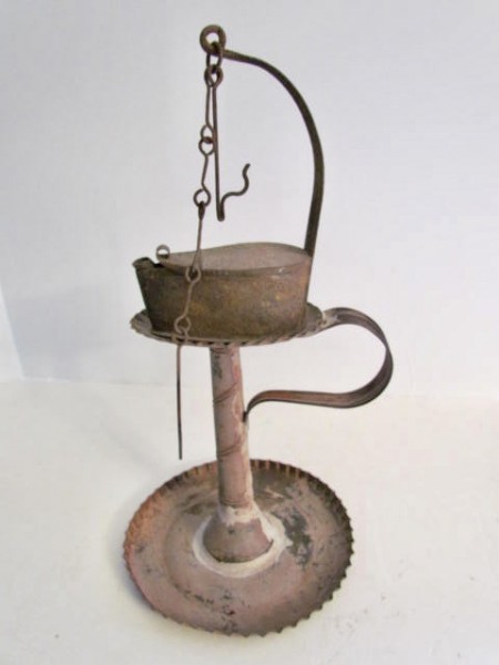 Early 19th. century Ipswich Betty Lamp and Stand