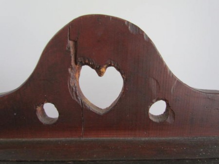 Circa 1820’s, Red Painted Wall Box with Heart