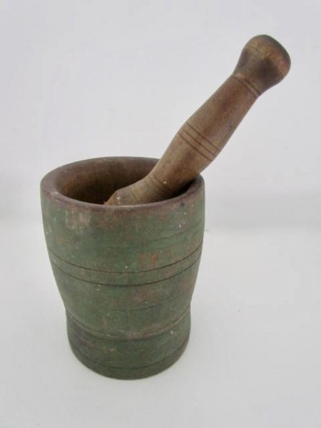 19th. century Painted Mortar and Pestle