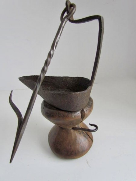 Late 18th. Early 19th. century American Betty Lamp Tidy
