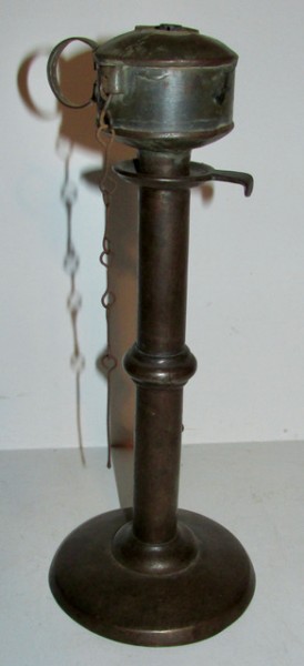 19th. century Tin Oil Peg Lamp