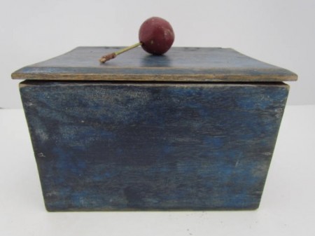 19th. century, Small Blue Painted Trinket Box