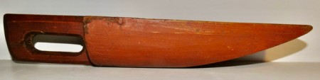 18th. century Carved Scoop with Salmon Paint