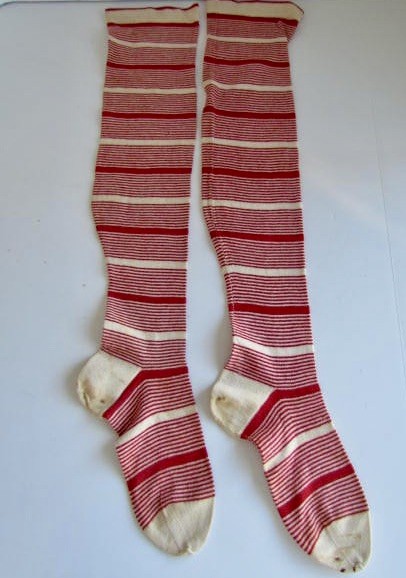 Late 19th/Early 20th century Red/Cream Long Stocking