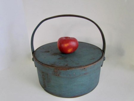 Large, Blue Painted Bail Handled Pantry Box