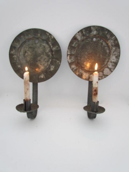 Pair of Early 19th. c. Tin Sconces