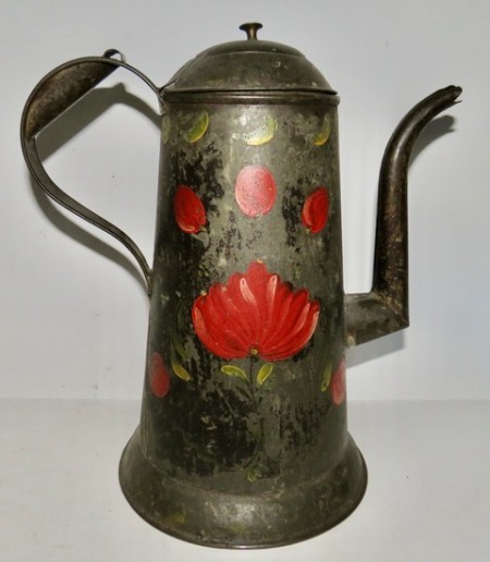 Tin, Tole Painted Coffee Pot