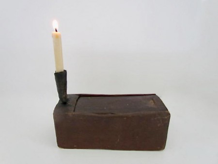 Unusual, 18th. century, Small Slide Lid Box, w/Candle Holder
