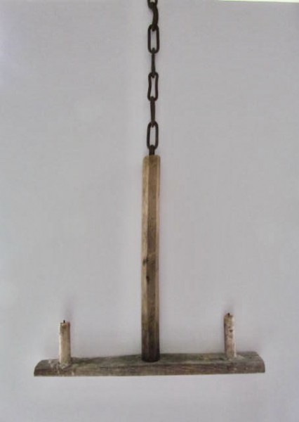 19th. century, Hanging Wooden Double Candle Light