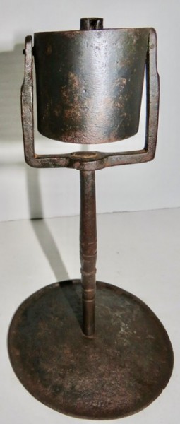 American, 19th. century Forged Iron Pa. Kettle Lamp