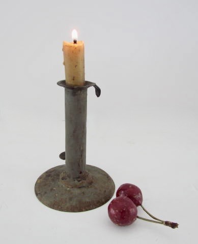 19th. century, Grey Painted Hogscraper Candle Stick