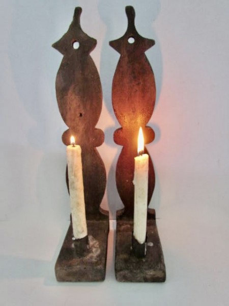 18th. century, American, Pair of Wooden Candle Sconces