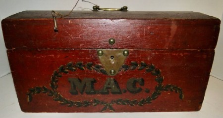 18th. century, Pa. Document Box with Original Red Paint