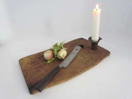 Unusual, Small Cutting Board w/Candle Holder