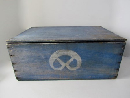 Late 19th. century Blue Painted Pretzel Box