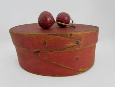 19th. century, Red Painted, Oval Pantry Box