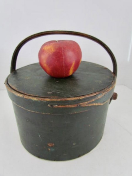 19th. century, Painted Fingered Bail Handled Pantry Box