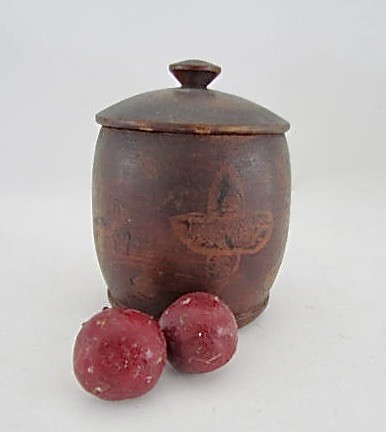 Early 19th. century Painted Treen Covered Jar