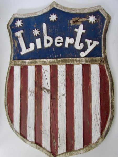 Carved Wood “Liberty” Shield