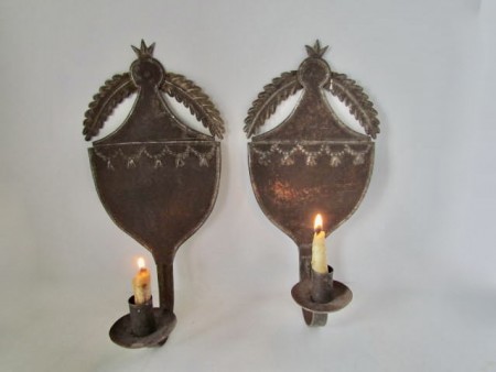 Early 19th. century Pair of Tin Sconces