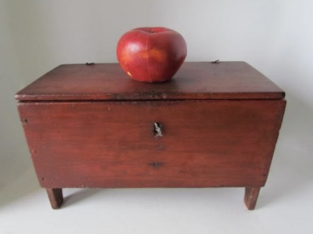 Early 19th. century Painted Blanket Box, Wooden Lock