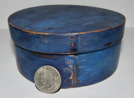 Small Round Pantry Box, Blue Paint