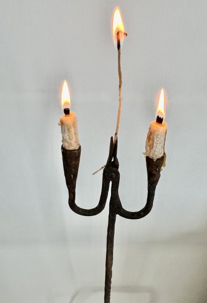 Wonderful, Early 19th. century Double Candle/Rush Floor Light