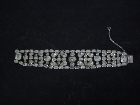 Eisenberg Rhinestone Bracelet, vintage, wide-large bracelet