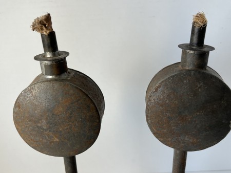 Amazing 19th. c. Pair of Whale Oil Lamps