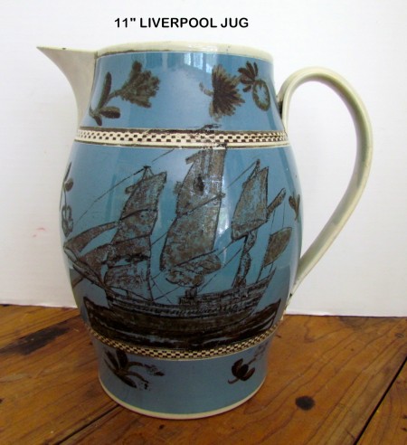 Fabulous Pearlware, Mocha Liverpool Jug with Ship Decoration