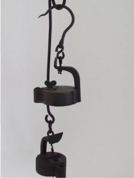 19th. century Miner’s Betty Lamps with Hearts and original Hanger