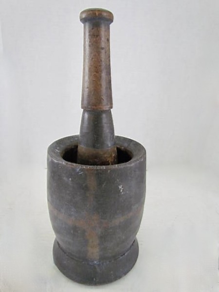 Wonderful, Early 19th. century Painted Mortar and Pestle
