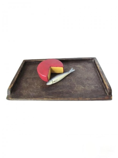 19th. century, Brown Painted Three Sided Tray/Cutting Board