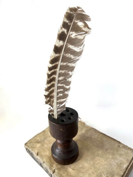 19th. century Authentic Quill Pen Holder w/Quill