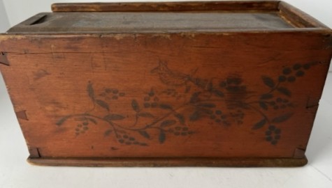 Dated 1833, Red Painted Candle Box