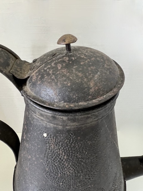 19th. century Punched Tin, Gooseneck Coffeepot, Wigglework, Tulip ...